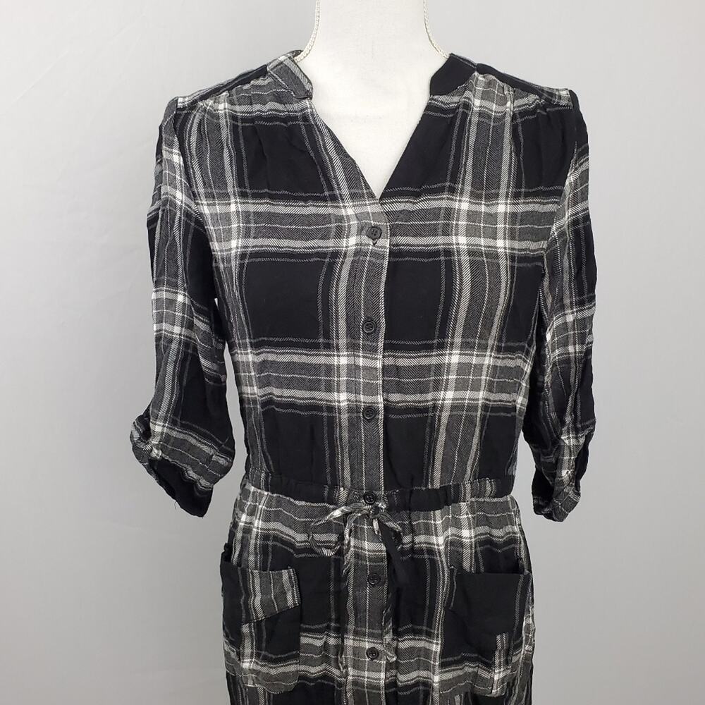 NWT Spense Black White Plaid Shirtdress Pockets Size 10 Old Money Quiet Luxury - Picture 4 of 10